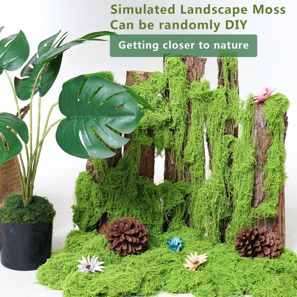 Fake Green Moss 7.05 oz Artificial Moss for Crafts Potted Plants Indoor, Faux Moss Decor for DIY Decorative Table Centerpieces, Glass Containers, Party Wedding & Fairy Garden Floral (Light Green)