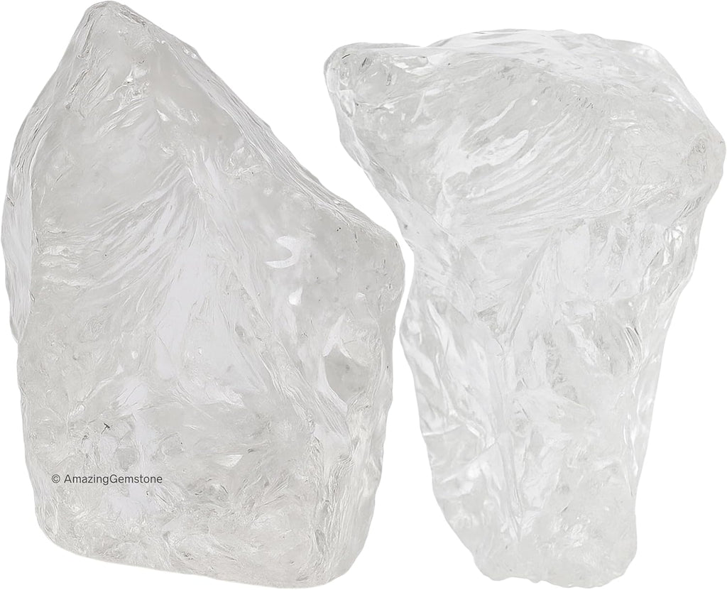 Amazing Gemstone 2 Pieces Premium Grade Clear Quartz Raw Crystals and Healing Stones, Natural Rocks for Tumbling and DIY Raw Stones and Crystals