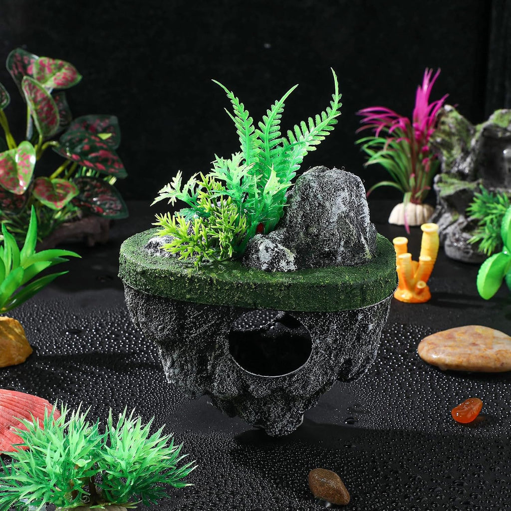 FAVOMOTO Floating Stone Aquarium Decoration, Realistic Fish Tank Ornament and Hideaway Floating Rock Landscape for Fish Shelter and Tank Decor