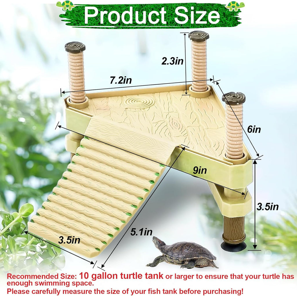 Keedolla Small Aquatic Turtle Pier Floating Dock Basking Platform Area for Aquarium Fish Tank, Decorative Aquarium Turtle Reptile Basking Platform with Ramp Ladder
