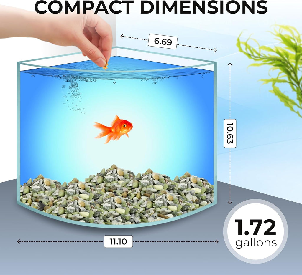 Skywin Corner Fish Tank, 1.71 Gallon Acrylic Fish Tank, Corner Aquarium for Real Life Fish, Aquarium for Small Fish, Aquariums & Fish Bowls