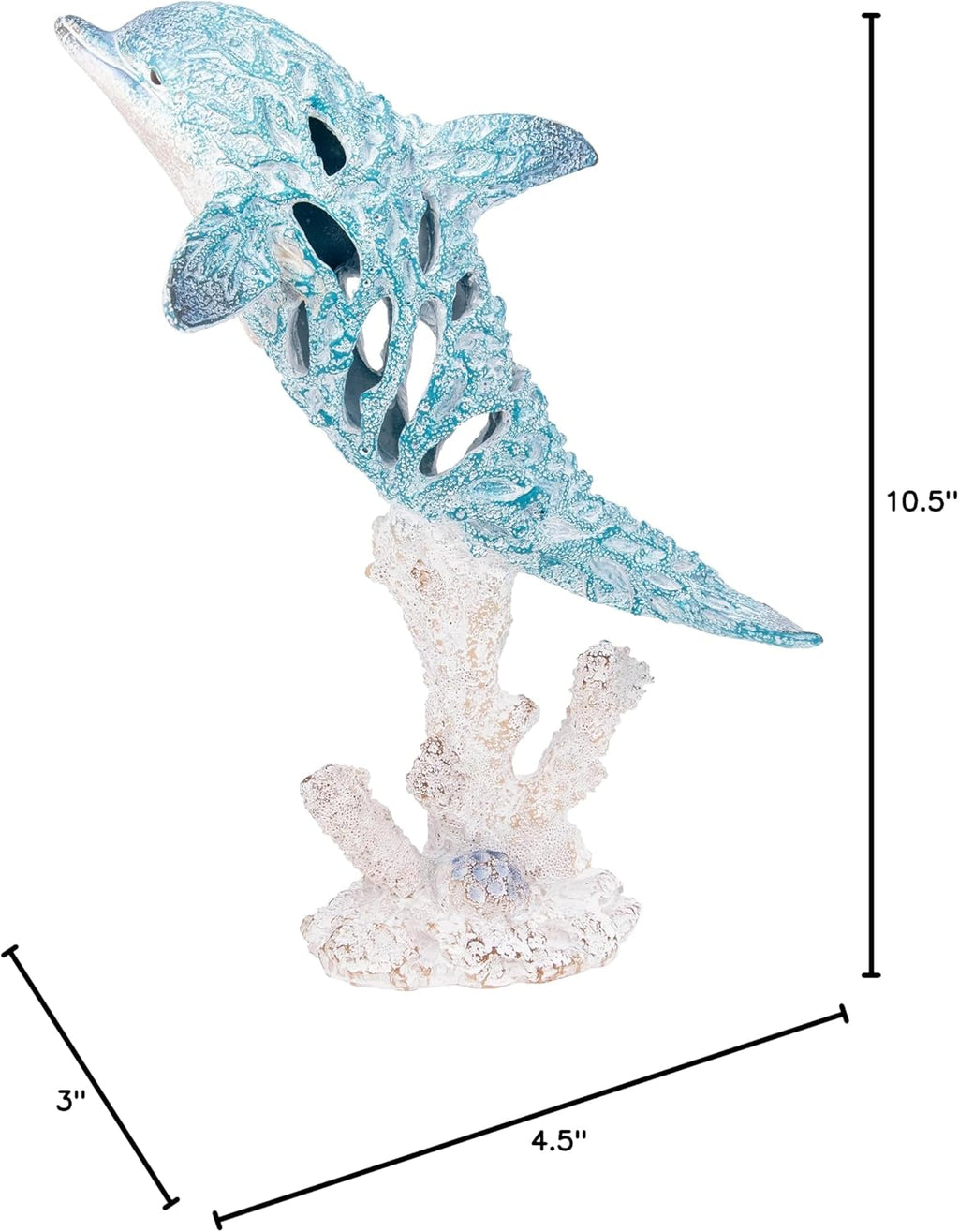 Coral Reef Dolphin Swimming Figurine Coastal Decor Decorative for Home Nautical Collection