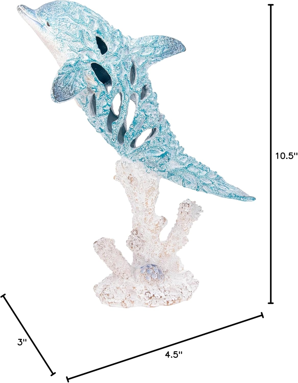 Coral Reef Dolphin Swimming Figurine Coastal Decor Decorative for Home Nautical Collection