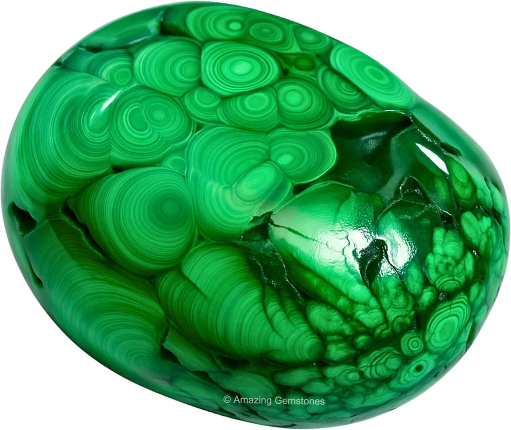 Amazing Gemstone Malachite Crystals and Healing Stones - Large Palm Stone Crystals Piedra - Crystal for Good Luck, Balanced Positive Energy, Meditation - Unique Stocking Stuffers, Gifts for Women