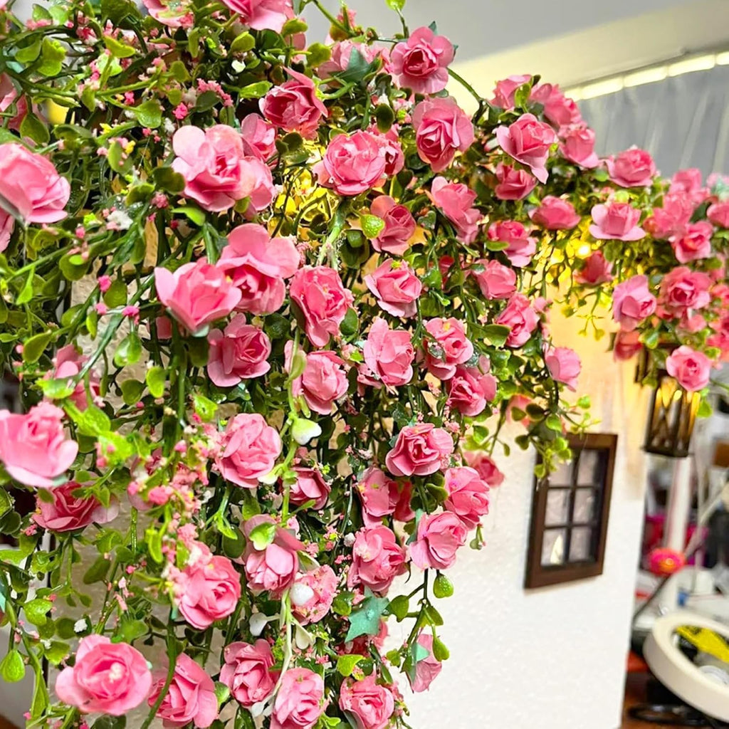 Warmtree Realistic Miniature Artificial Rose Vines - Cute Flower Decorations for DIY Mini Model Railway, Fairy Garden, Architecture, Diorama Scenery Landscape Layout (Flesh Pink)
