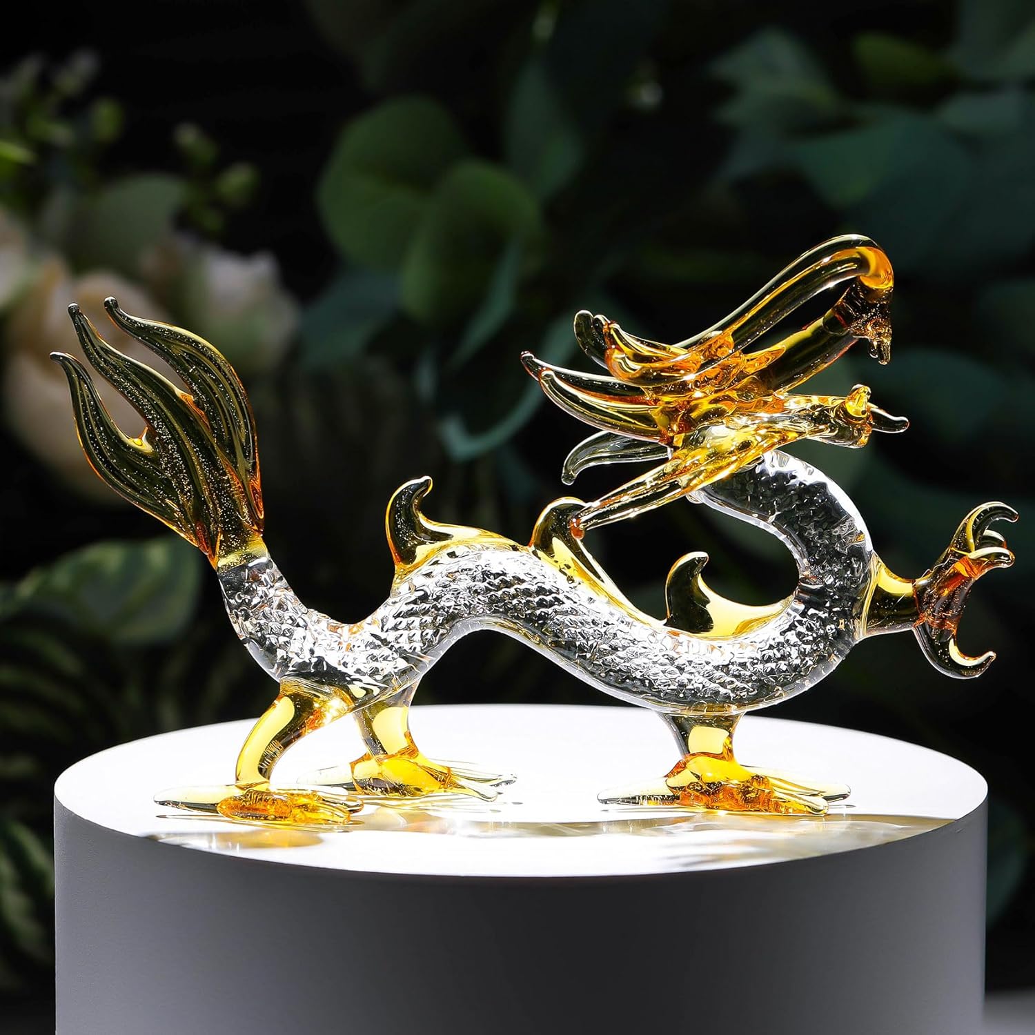 Movdyka Crystal Chinese Dragon Figurine Decor Collectibles Art Glass Animals Statue Feng Shui Decoration for Home Office