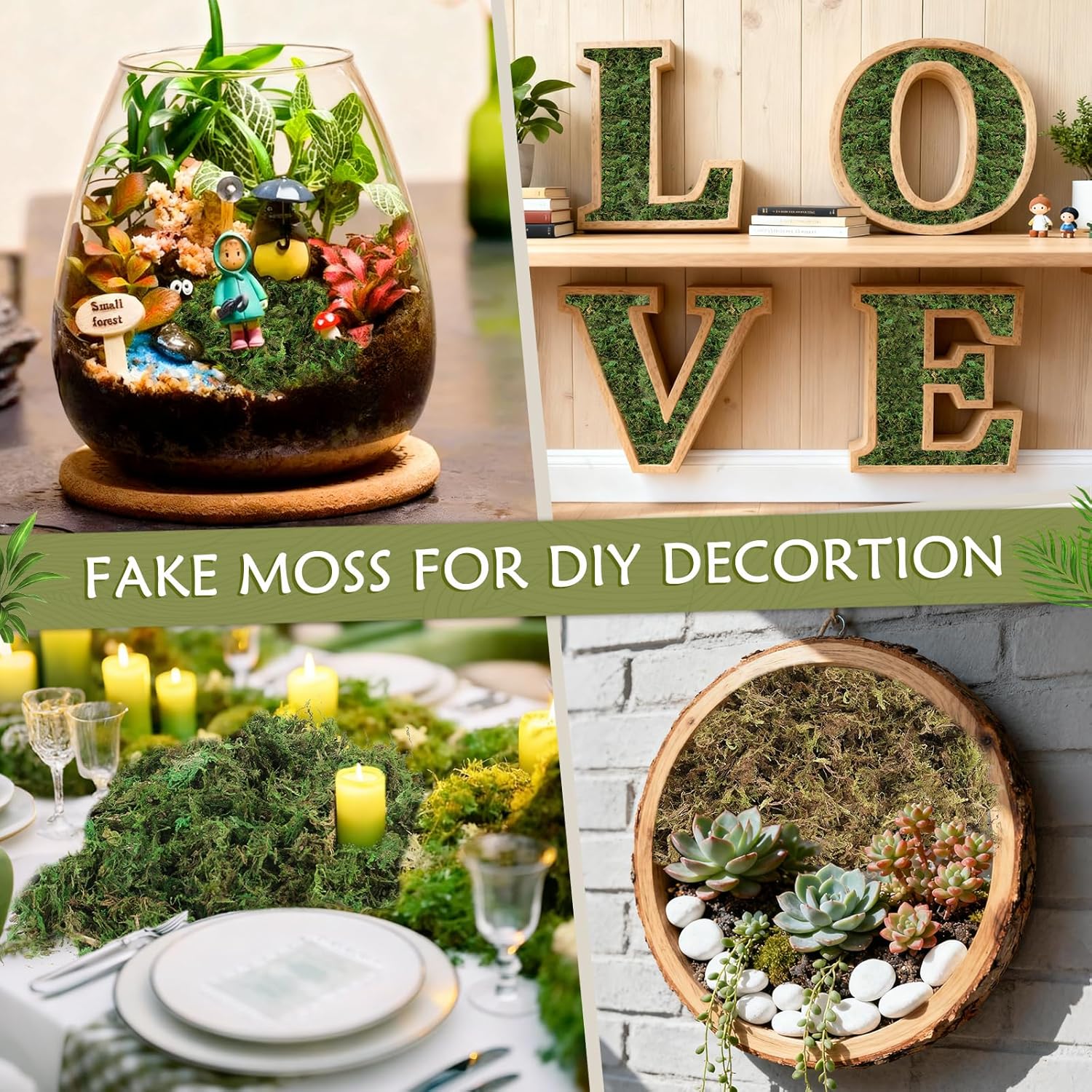 Artificial Moss - 45.86 OZ (2.89LB) - Premium Fake Moss Versatile for Crafts & Décor - Natural Look, Low Maintenance, Perfect for Fairy Gardens, Terrariums, Wedding Decor & Faux Potted Plants