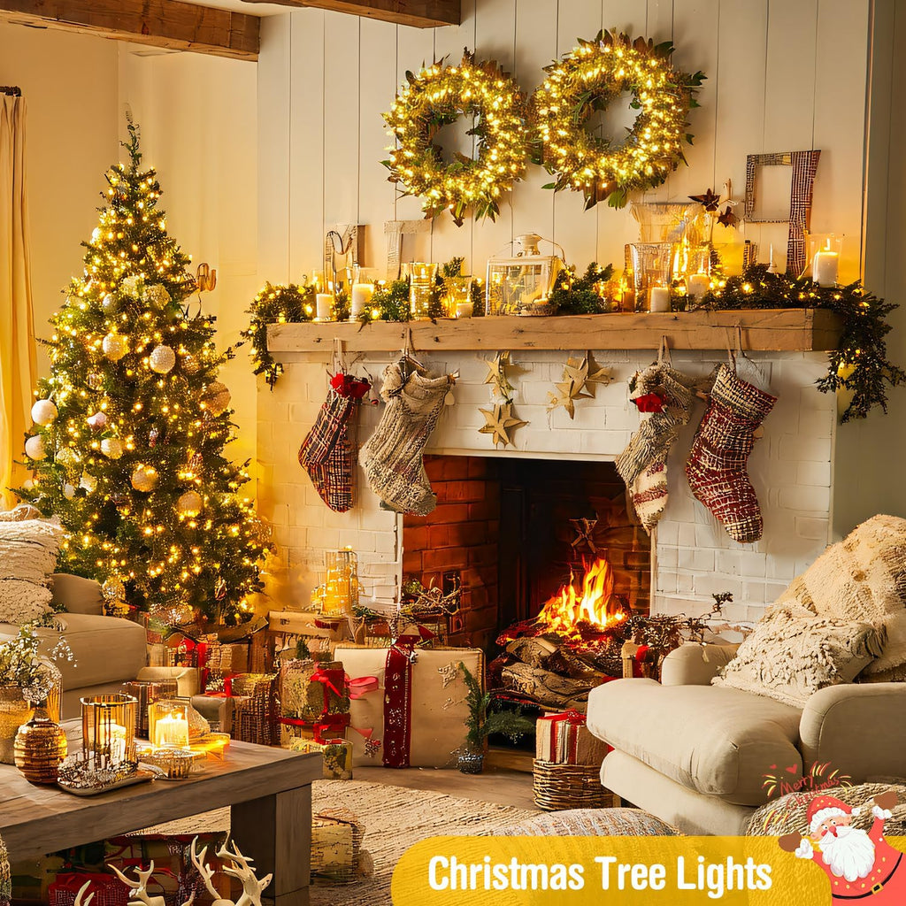 JMEXSUSS 229ft 700 LED Christmas Lights Outdoor, Christmas Tree Lights Plug in, 8 Modes Twinkle String Lights for Outside Indoor Wedding Ceiling Room Home Yard Patio Porch Xmas Decor, Warm White