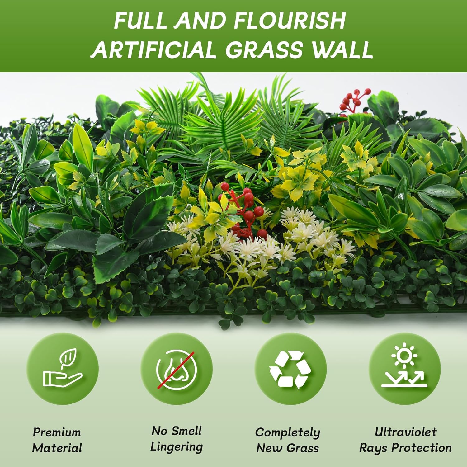 Artificial Grass Wall Panels, 12 Pack 20"x20" UV-Anti Greenery Boxwood Panels, Privacy Green Wall Decor, Plant Hedge Fence Screen for Indoor Home Wedding Decor and Outdoor Backyard
