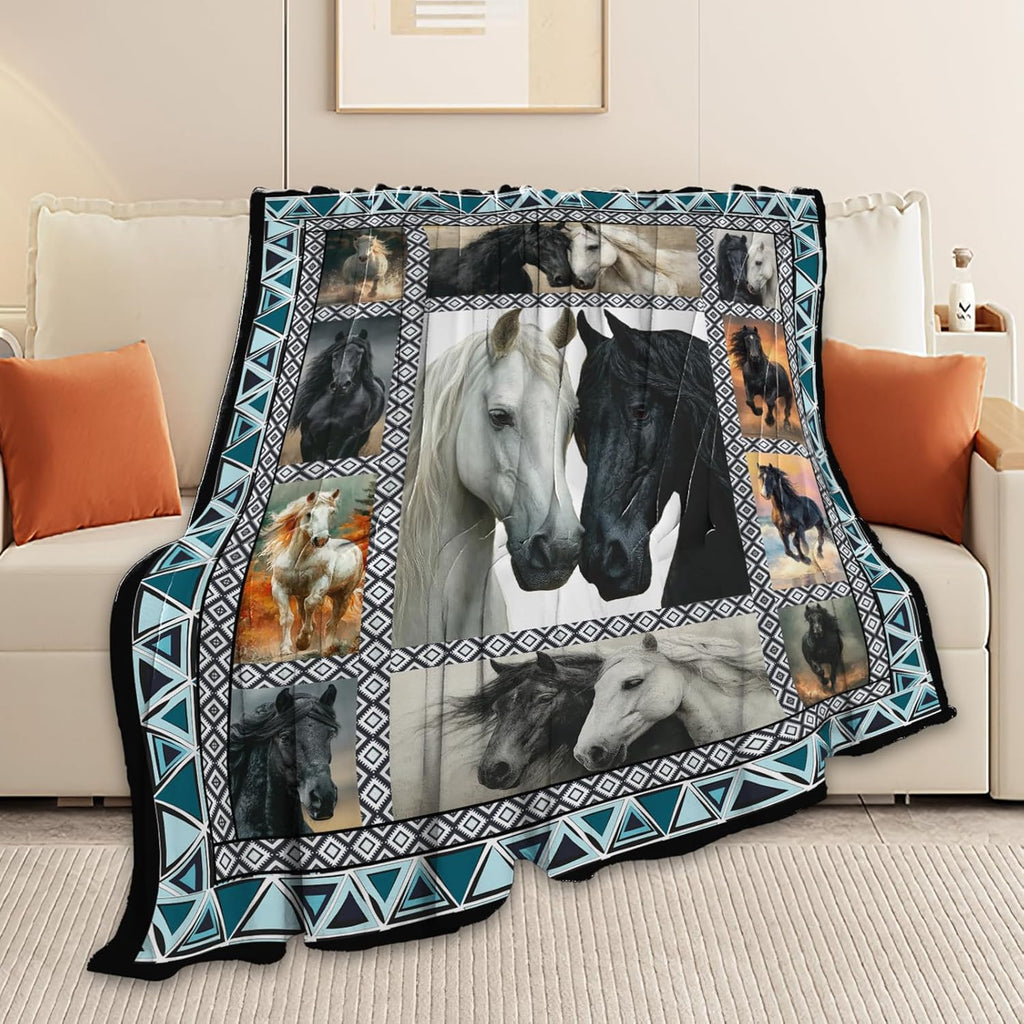 Horse Throw Blanket Horse Stuff Gifts for Kids Girls Boys Adults Women Men Soft Cozy Warm Plush Fluffy Fuzzy Fleece Blanket Decor 40''X50''