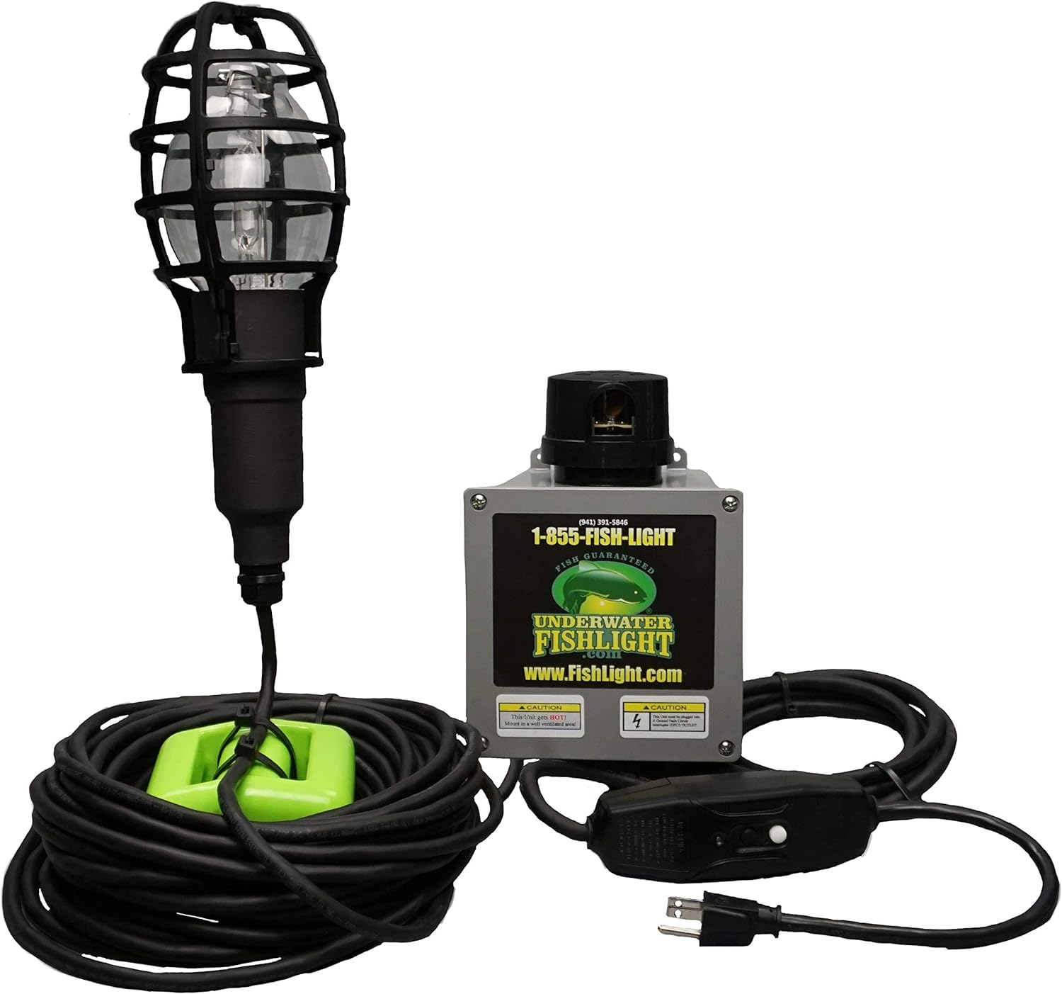 Underwater Fish Light 175-watt Single Dock Light for Fresh or Salt Water, Easy to Install, Attracts Fish, Dusk to Dawn Operation