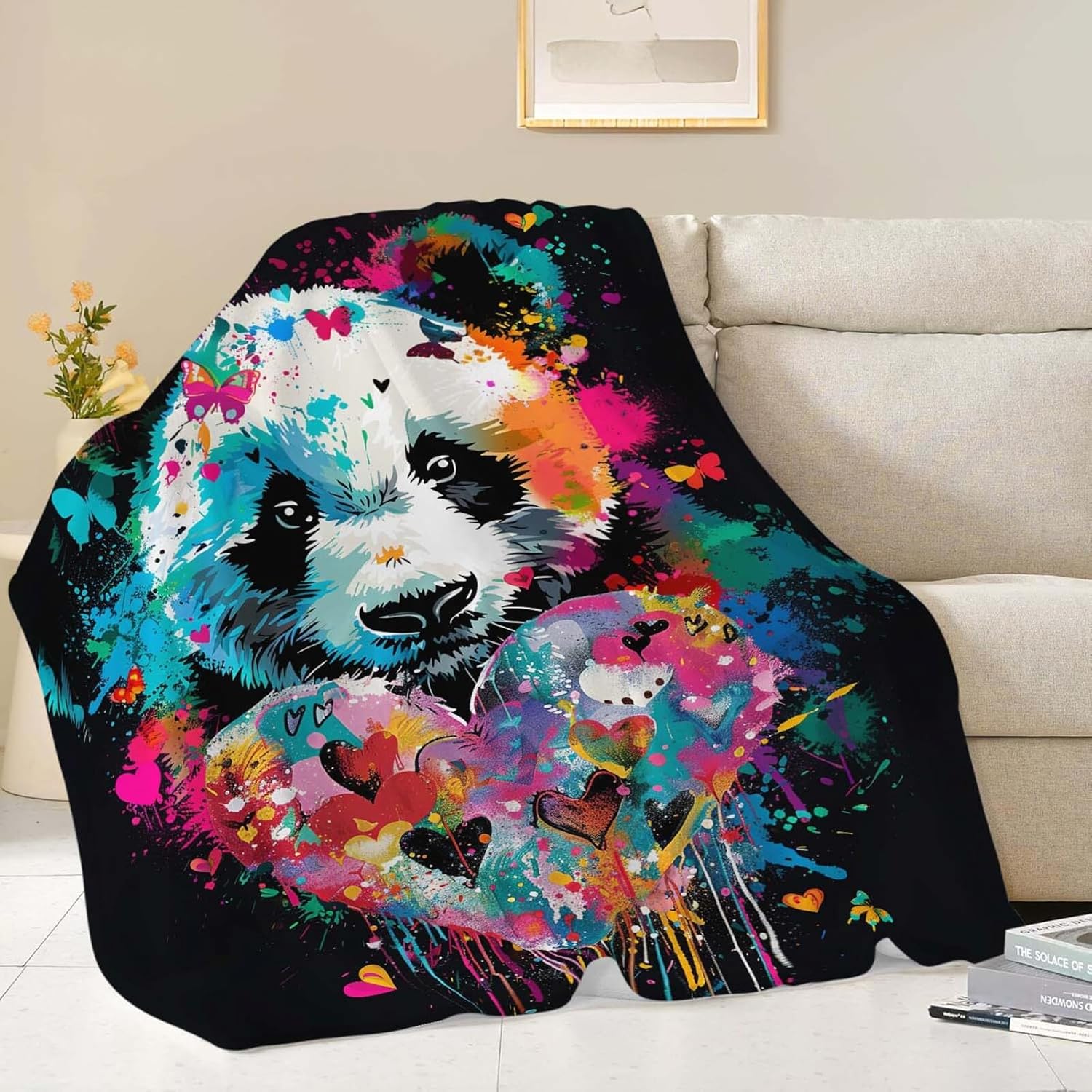 Panda Throw Blanket Panda Stuff Gifts for Kids Girls Boys Adults Women Man Soft Cozy Warm Plush Fluffy Fuzzy Fleece Blanket Decor 40''X50''