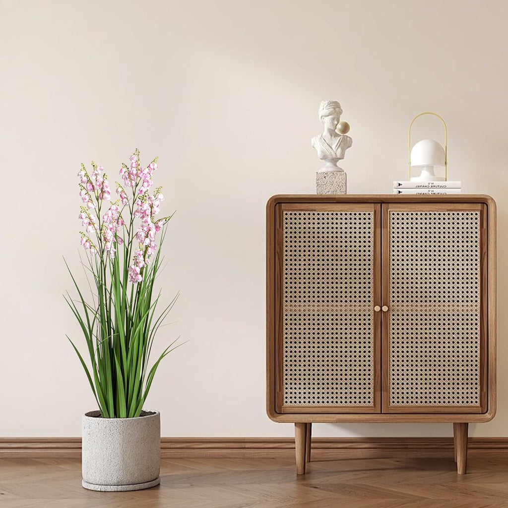Fake Plants Home Decor Fake Flowers Artificial Plants Outdoor Tall Grass Plant Artificial Pampas Grass Decor Artificial Plants Indoor Fake Grass Living Room Decor Artificial Grass 36" 2PCS（Pink）
