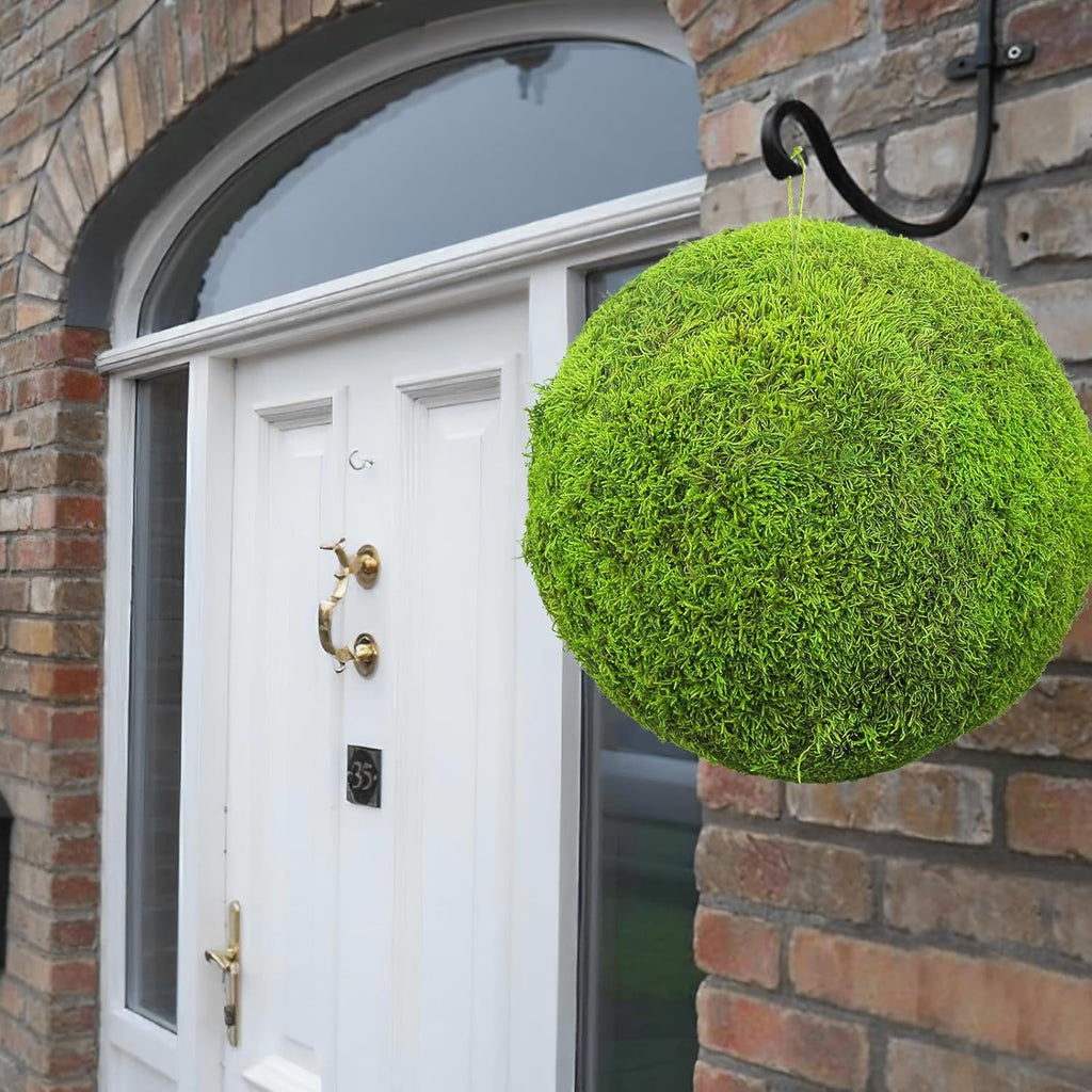 Artificial Plant Topiary Balls 11.81" Moss Balls Decorative Faux Dried Moss Balls Large Green Artificial Balls for Outdoors Patio Garden Balcony Backyard Indoor Home Wedding Party Decor