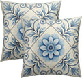 Blue and White Floral Throw Pillow Covers Set of 2 Ultra-Soft All-Season Pillow Shams with Hidden Zipper,Durable for Sofa Bed Car Decor & Gift 18x18IN