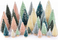 DearHouse 30PCS Artificial Mini Christmas Trees, Mini Pine Tree Sisal Trees with Wood Base Bottle Brush Trees for Christmas Table Top Decor Winter Crafts Ornaments (Pink, 30)