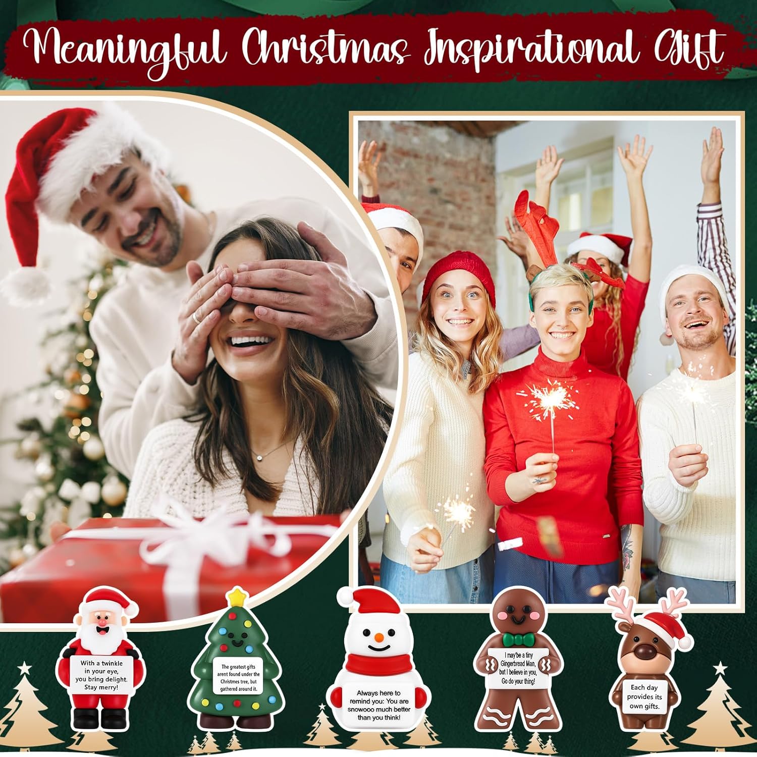 Gejoy 200 Pcs Mini Rubber Christmas Toys Positive Mini Christmas Figures Gifts Decorations and Encouragement Birthday Motivational Gifts for Colleague Staff Teacher
