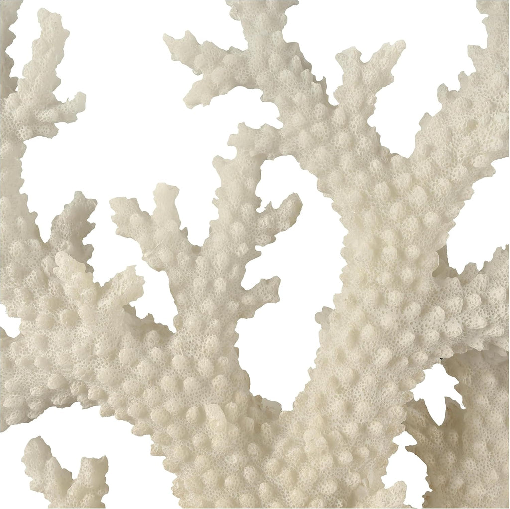Deco 79 Polystone Coral Decorative Sculpture Home Decor Statue with Clear Acrylic Base, Accent Figurine 21" x 6" x 21", Cream