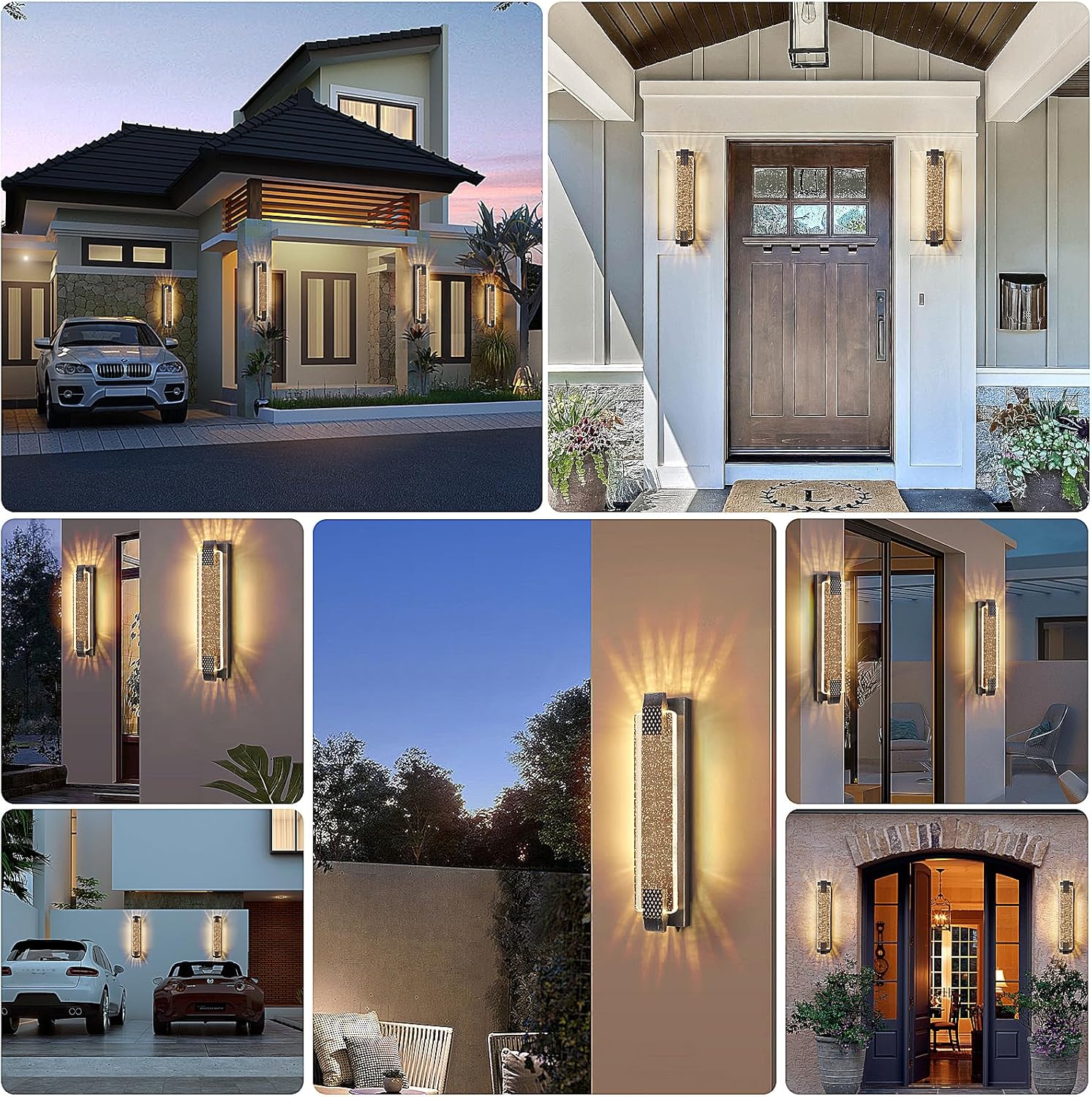 camuucci Dusk to Dawn Outdoor Light, 23.6 Inch LED Porch Lights Outdoor Waterproof Modern Outside Sconce Wall Mount for Doorway Hallway Porch Patio Yard Doorway Bronze
