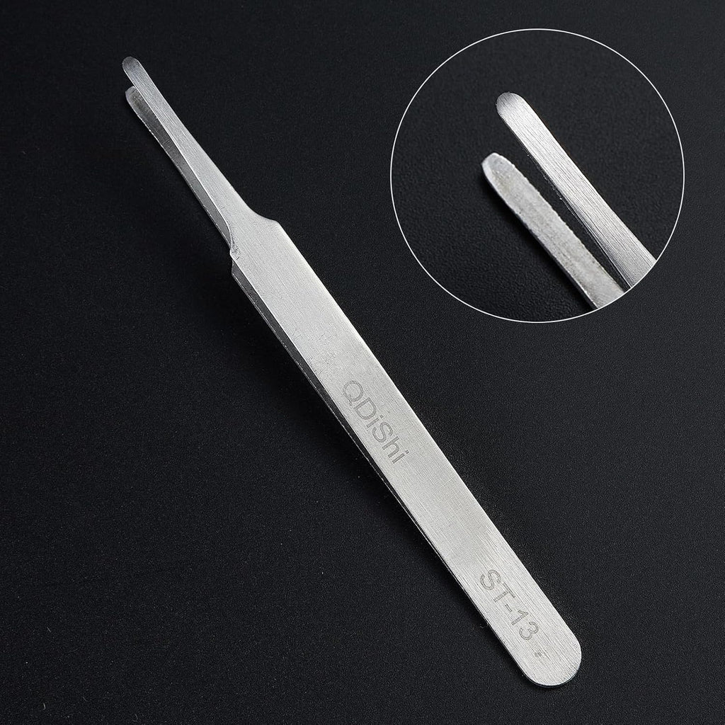 QDiShi Precision Tweezers Set,Upgraded Stainless Steel of Tweezers - Extra Fine,Angled,Blunt Tips for Electronics,Hobby, Industrial,Laboratory Work,Jewelry-Making,Model,Craft（3Pcs）