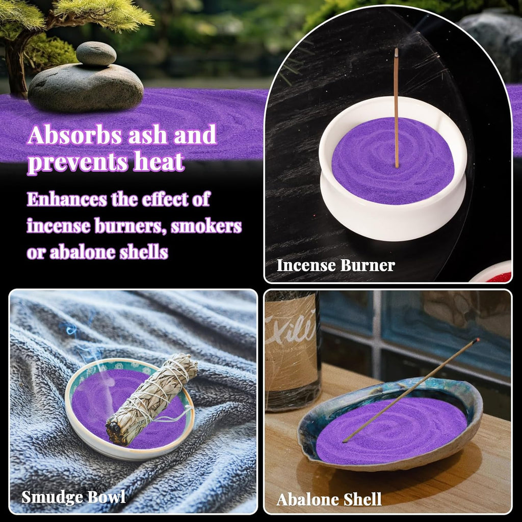 RAINFLOW 15 OZ Fine Purple Sand for Crafts - Colored Quartz Zen Garden Sand Decorative for Vases Filler, Wedding Unity Ceremony, Incense Burner, Ritual Incense