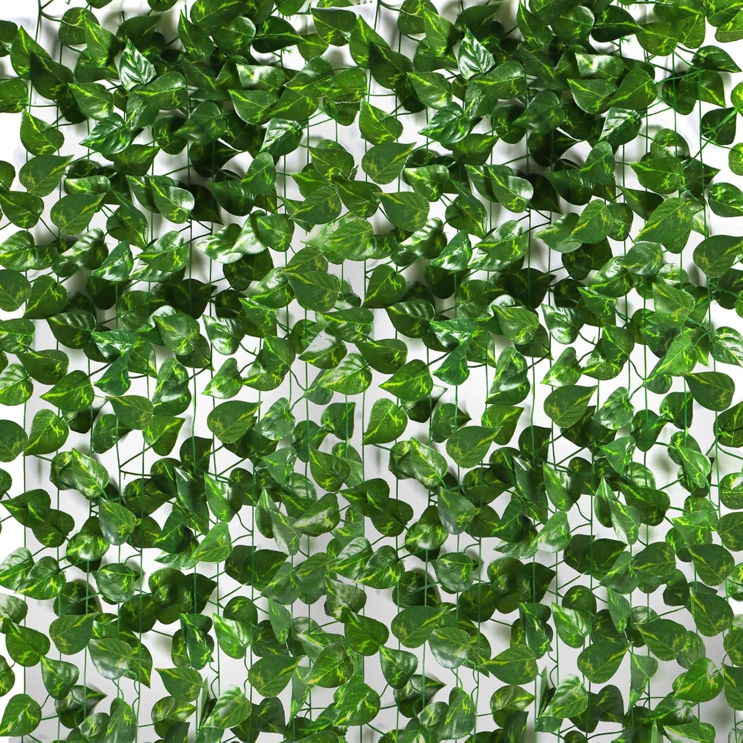 Kalolary 174FT Artificial Ivy Garland, 24 Pack Scindapsus Leaf Fake Vines Plants Garland Hanging Aesthetic Plants Greenery Green Leaves for Wedding Bedroom Garden Party Office Wall Outdoor Decoration