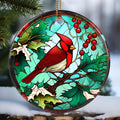 Touber Cardinal Ornament, Christmas Decoration, Holiday Present Idea, Heirloom Keepsake, Round Ceramic, Bauble Present, Cardinal