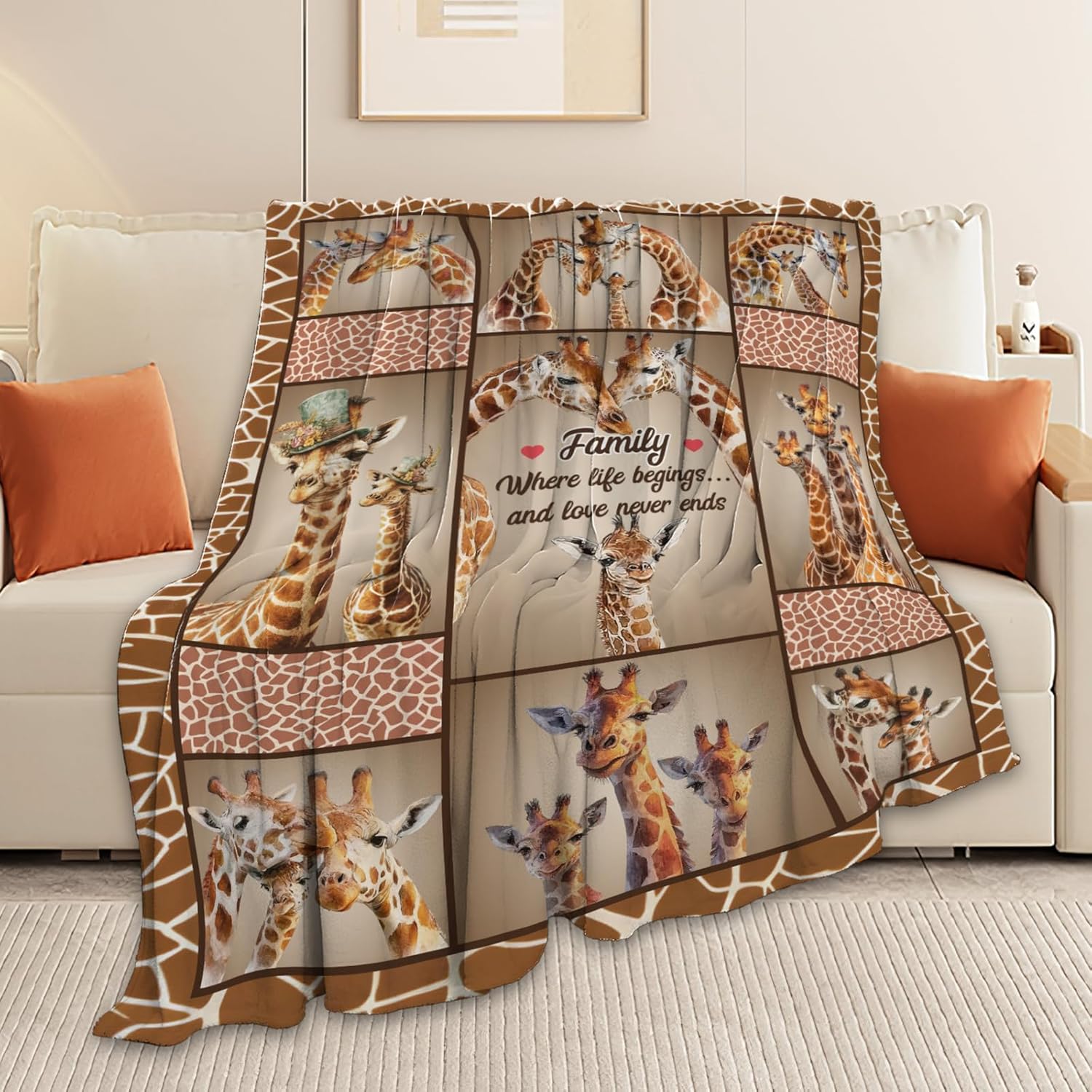 Giraffe Throw Blanket Giraffe Stuff Gifts for Kids Girls Boys Adults Women Men Soft Cozy Warm Plush Fluffy Fuzzy Fleece Blanket Decor 50''X60''