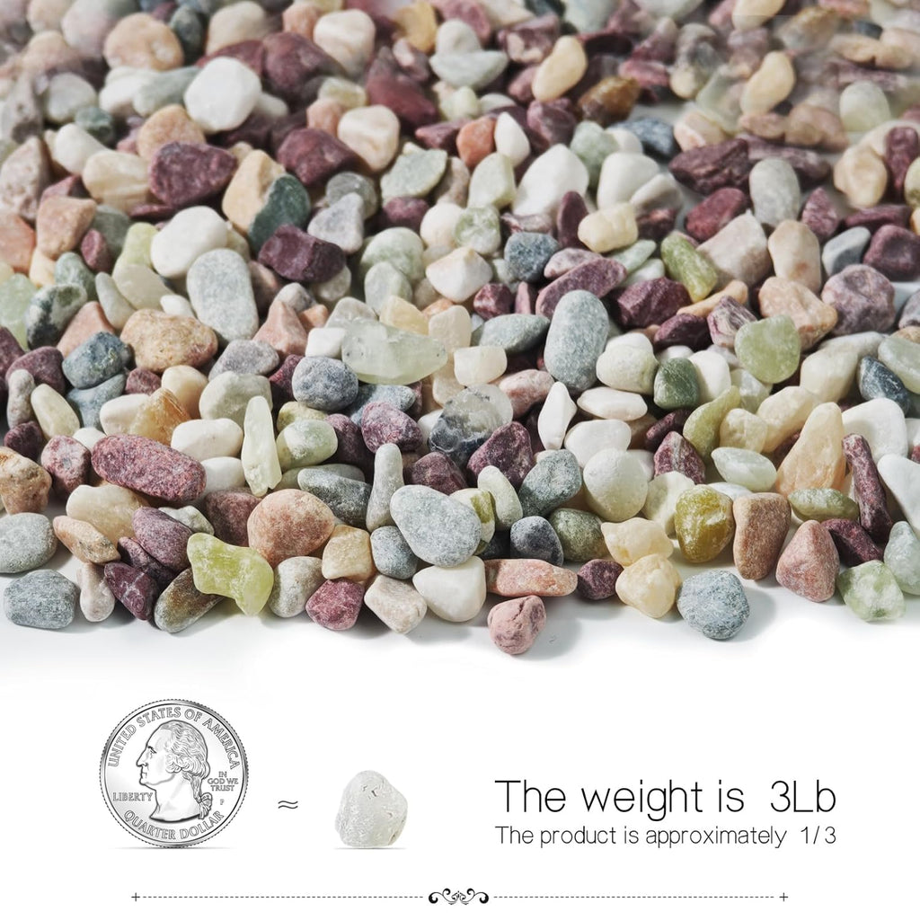 3Lb Pebbles for Indoor Plants,River Rocks for Succulent Plants,Aquarium Gravel,Decorative Stones Bonsai Garden Pebbles,Aquarium Rocks for Landscaping,Plants,Vase Fillers (Multicolor)