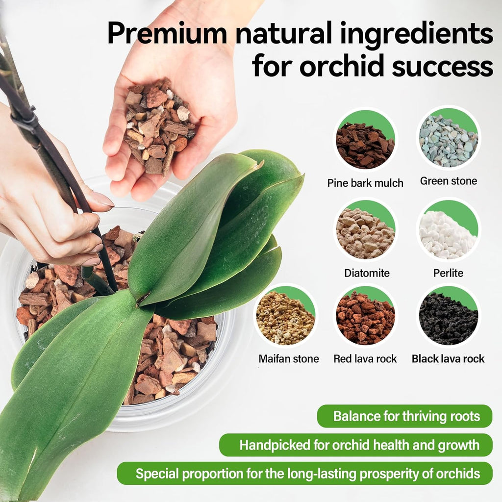 Orchid Bark Potting Mix with Pine Bark and Perlite, Fast Draining Orchid Soil for Healthy Roots, Ideal for Repotting Orchid and Orchid Bark for Indoor Plants (1 Quart)