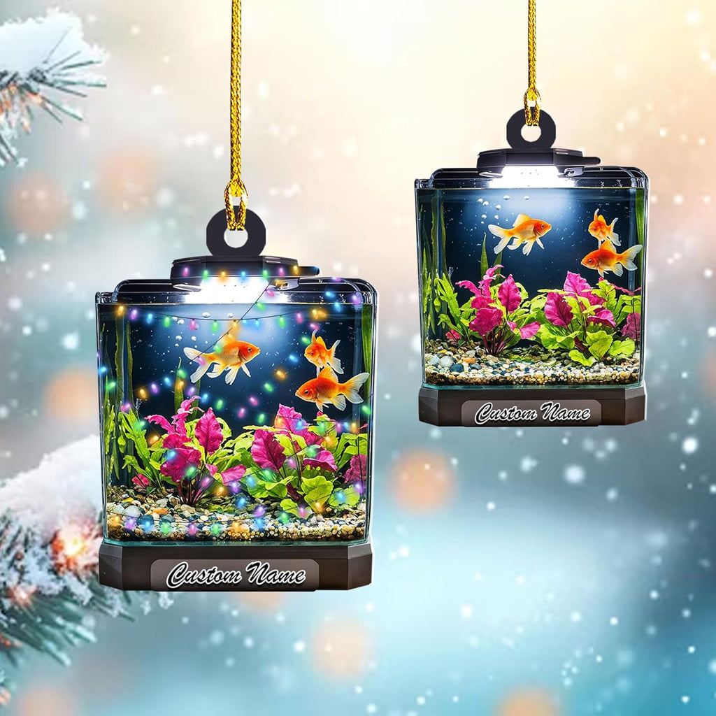 Personalized Aquarium Christmas Ornament, Fish Christmas Ornament, Gift for Fish Lover, Custom Aquarium Christmas Tree Keepsake, Kids First Gift Ideas, Pet Kids Ornament (AFT10)