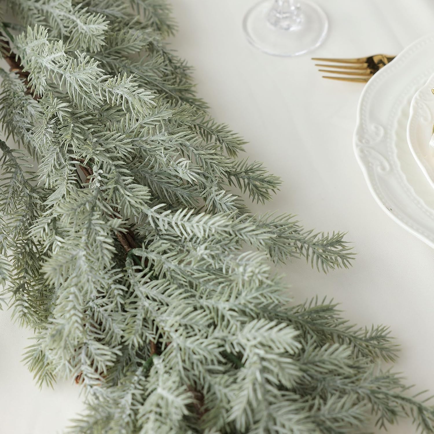 MIZII Christmas Garlands 6 Feet Artificial Pine Garland with Pinecone Real Touch Pines Vine Greenery Garland Christmas Decorations for Xmas Fireplace Mantle Home Decor Indoor Outdoor (White Pine)