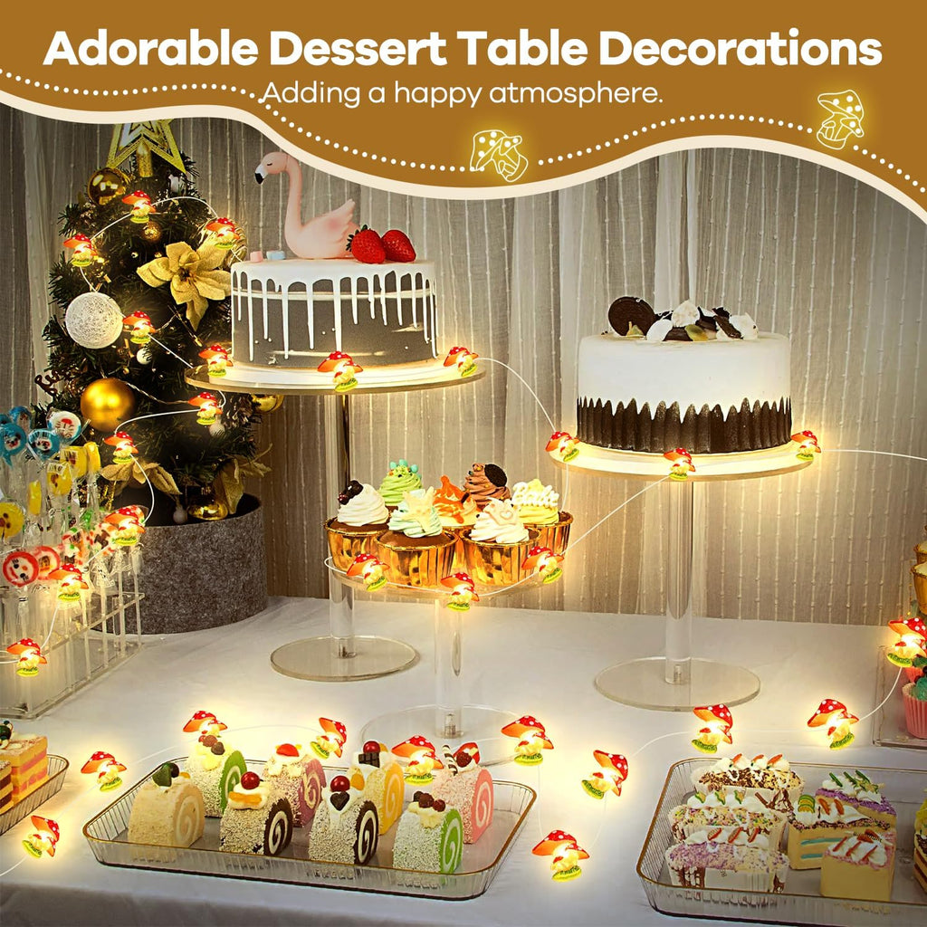 Mushroom Decor Cottage Core Decor 10FT 30LEDs Mushroom String Lights Battery Operated for Kids Gifts Bedroom Dorm Party Wedding Outdoor Patio Whimsical Decoration