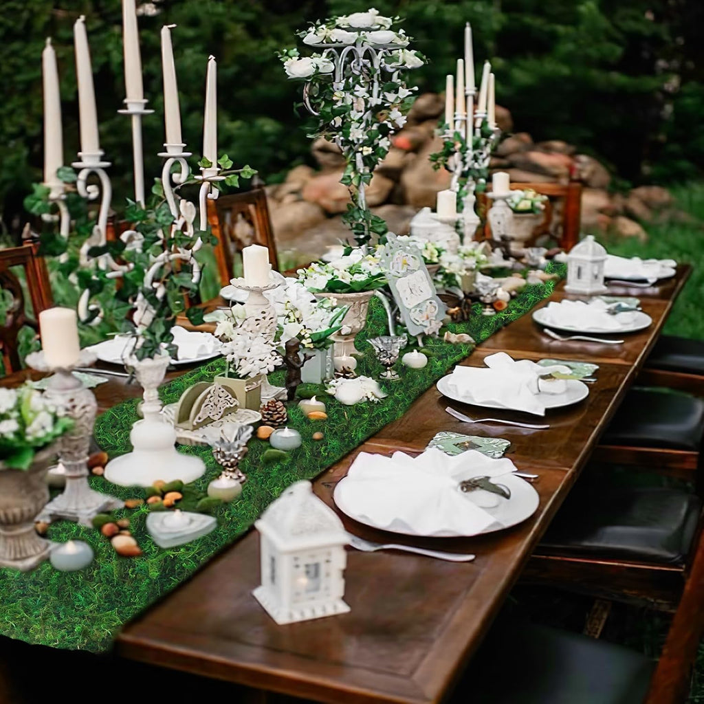 ACRYCS Moss Roll Moss Table Runner Dried Moss Mat for Crafts 16" x 79" Green Moss Roll for Fairy Gardens Wedding Woodland Decor Preserved Moss Mat for Table Decoration Moss Carpet for Wall 40x200cm