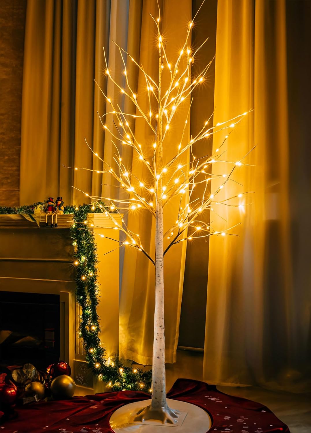 Dazzle Bright 6FT 144 LED 1Pack Lighted Birch Tree, Christmas Deocrations Outdoor Indoor, Decor for Home Room Yard Outside Inside