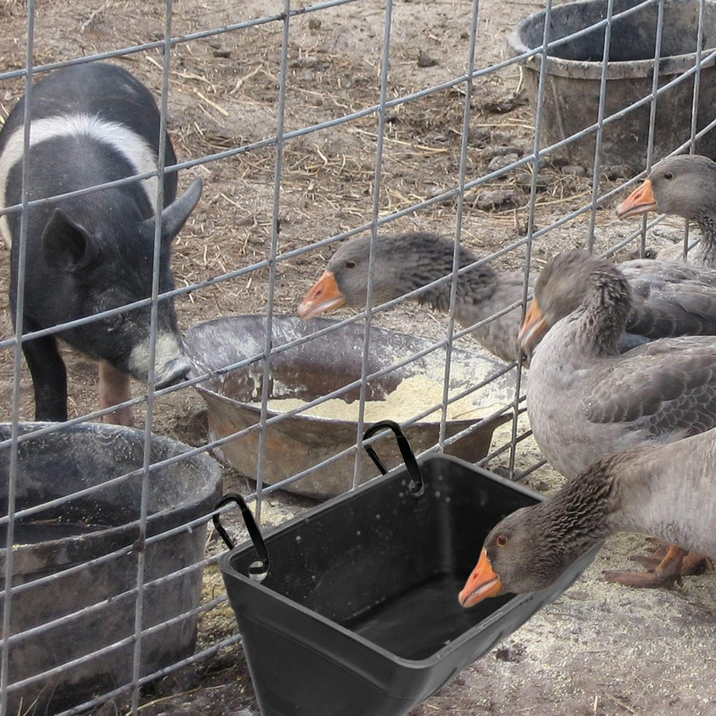 Fence Hanging Chicken Feeder for Duck, Piglets, Goat Feeder Poultry Feeding Container for Livestock Feed Trough Water Bucket(4)