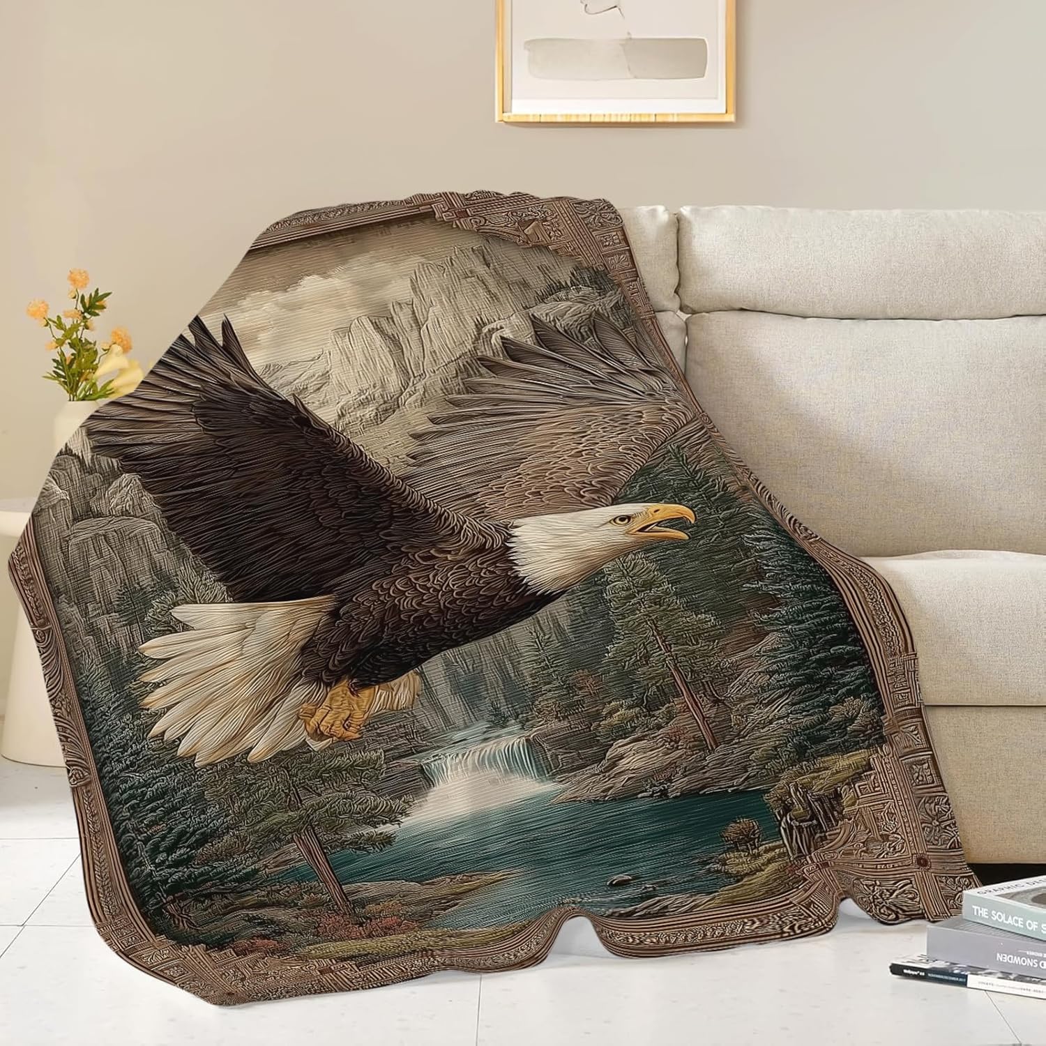 Bald Eagle Throw Blanket Eagle Stuff Gifts for Kids Girls Boys Adults Women Men Soft Cozy Warm Plush Fluffy Fuzzy Fleece Blanket Decor 60''X80''