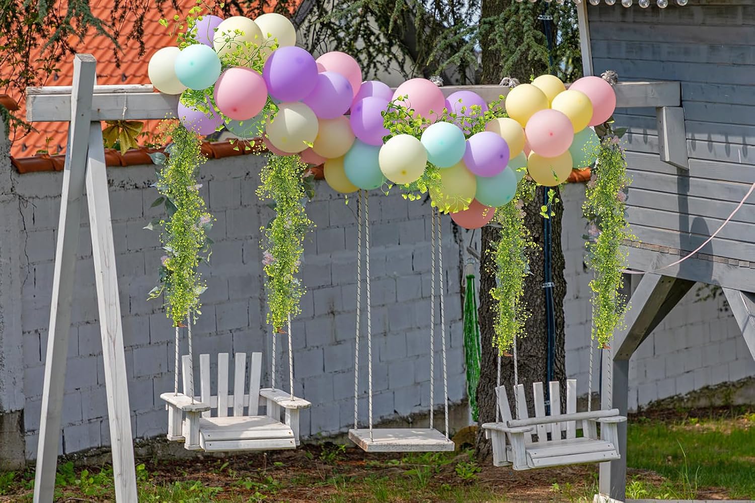 RECUTMS Artificial Hanging Plant 2Pcs 5.6Ft Fake Garland Plant Greenery Faux Ferns Leaves Ivy Garland for Home Indoor Outdoor Wedding Farmhouse Mantle Table Centerpiece Party Garden Decor(Yellow)