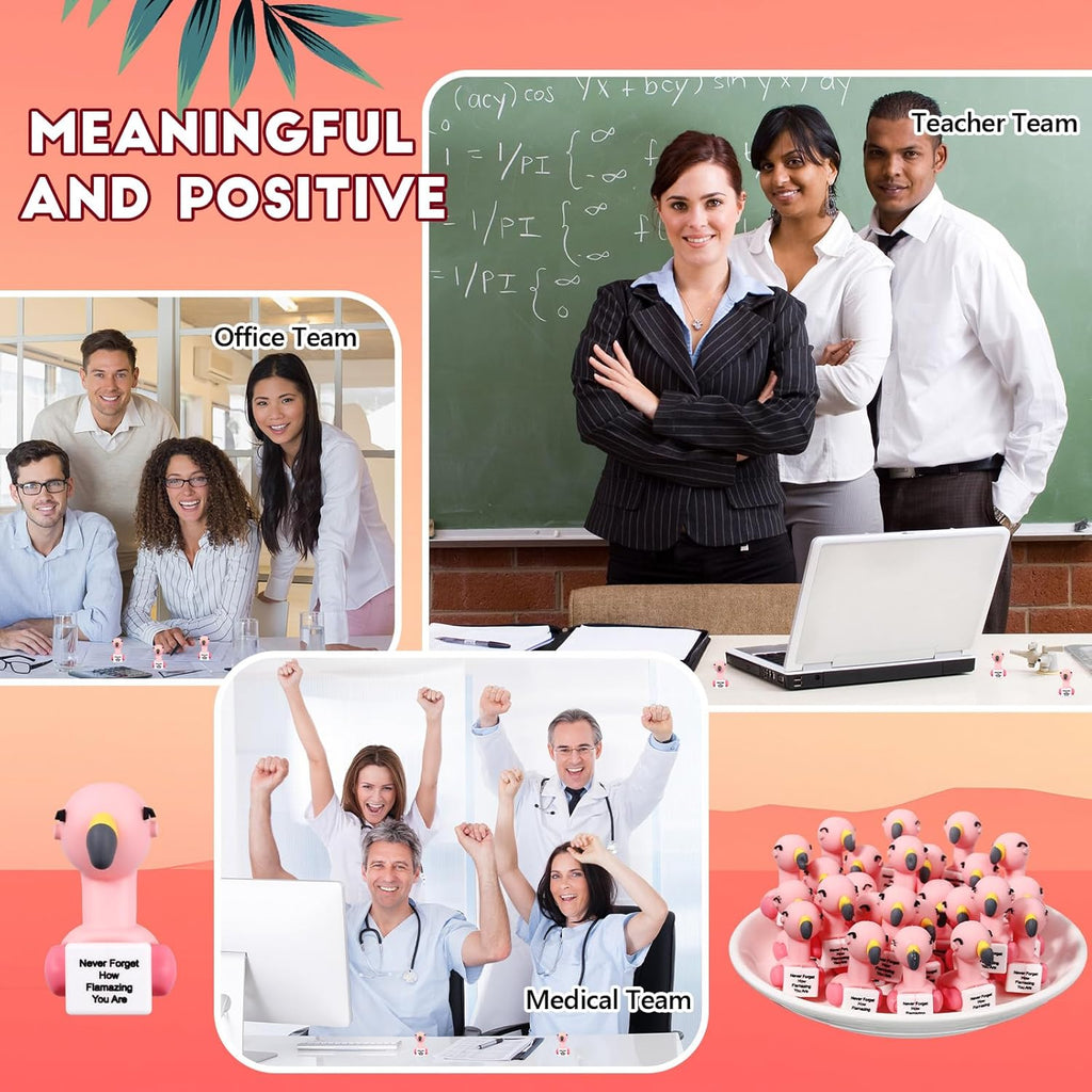 Gejoy 50 Pcs Mini Rubber Flamingo Toys Positive Gifts Flamingo Figures Decorations and Encouragement Birthday Motivational Gifts for Colleague Staff Teacher