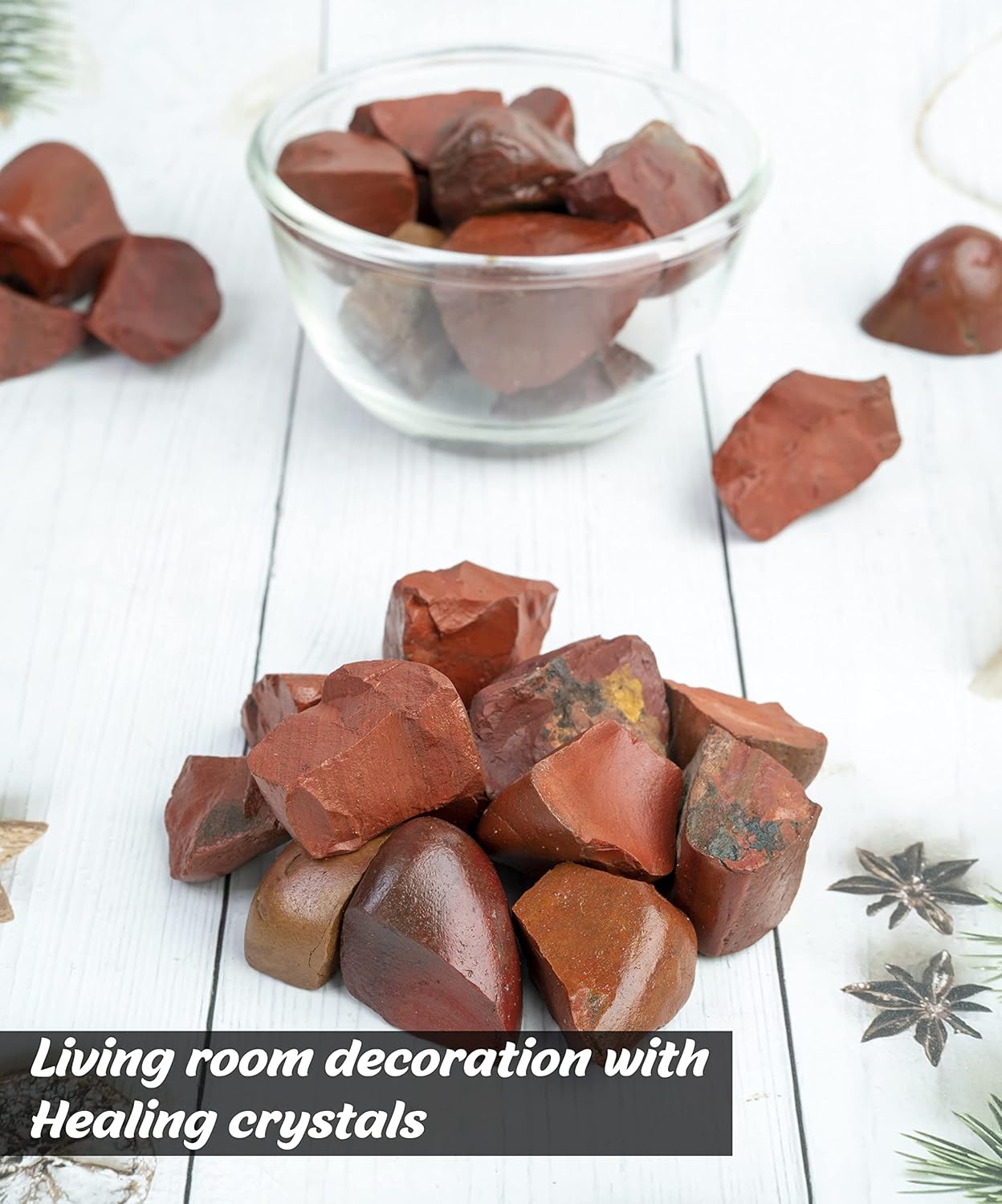 Crocon 2LB Red Jasper Bulk Raw Rough Rock Natural Stones Tumbling Cabbing for Chakra Stone Balancing Reiki Healing Good Luck Spiritual Home Interior Office Décor