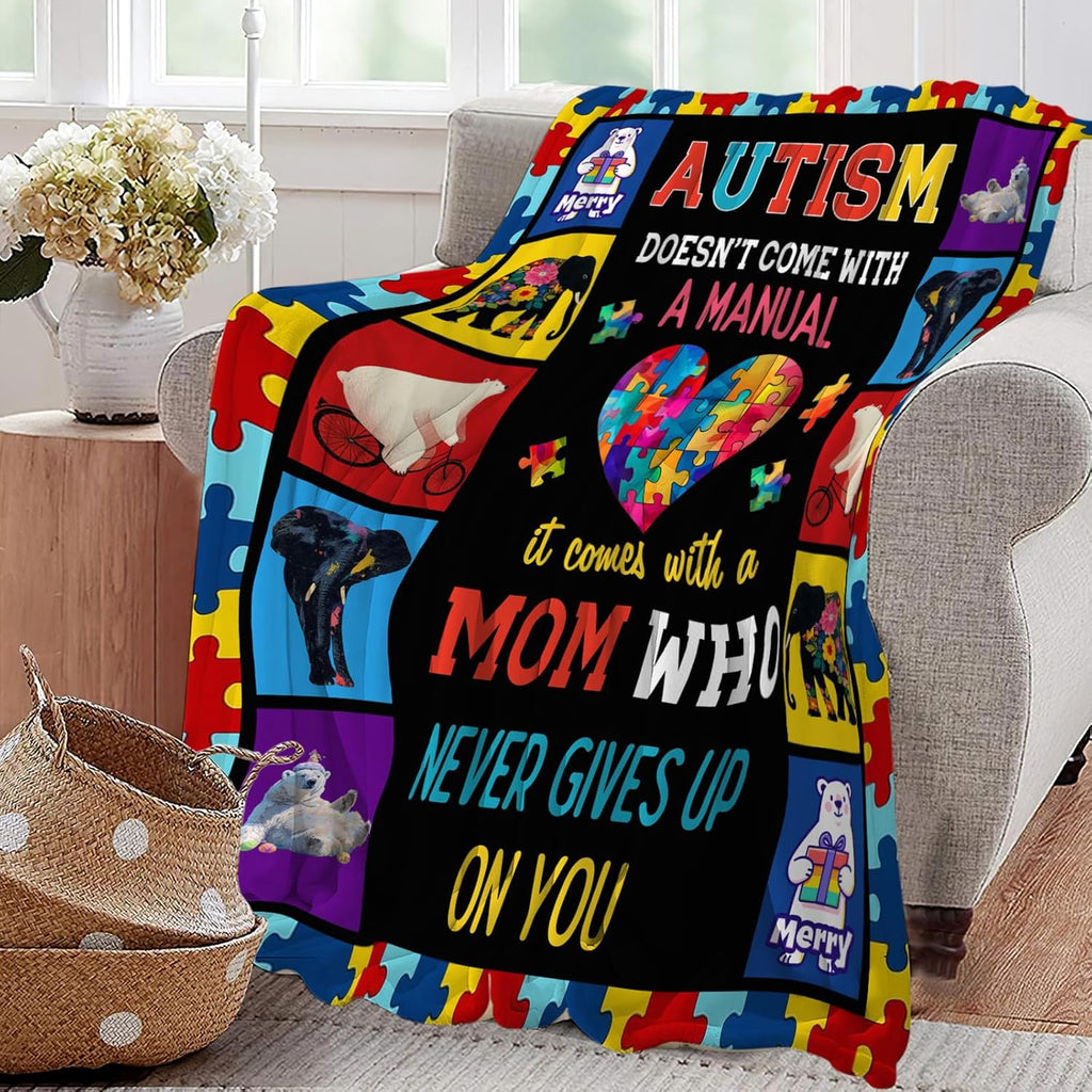 Autism Blanket Autism Awareness Throw Blankets Gifts for Girls Boys Kids Soft Cozy Fleece Plush for Couch Sofa Bed 80"x60"