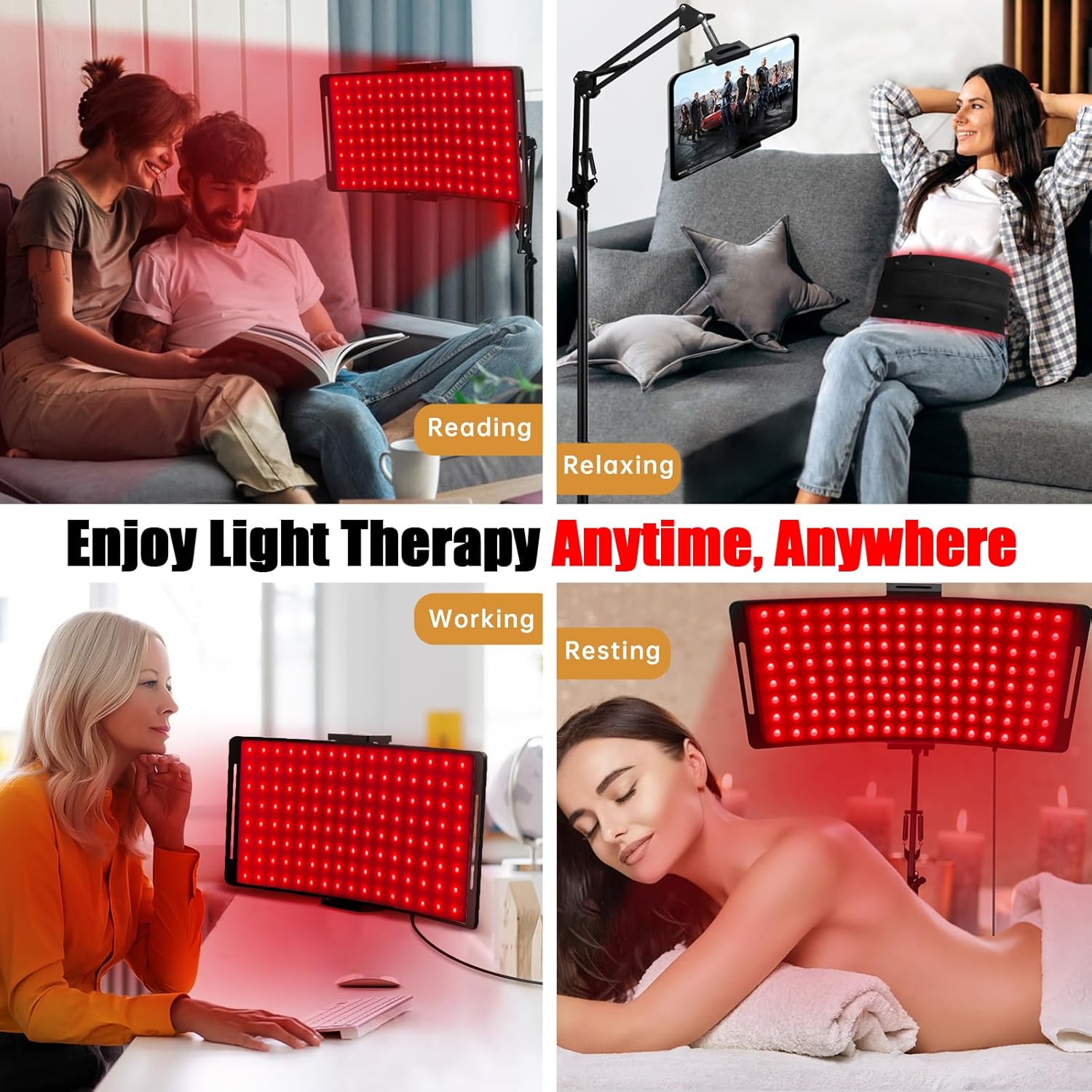 Red Light Therapy Lamp 10-in-1 with Stand & Belt, 660nm Red Light and 850nm Near Infrared, Face & Body Care Device for Skin & Muscle Recovery