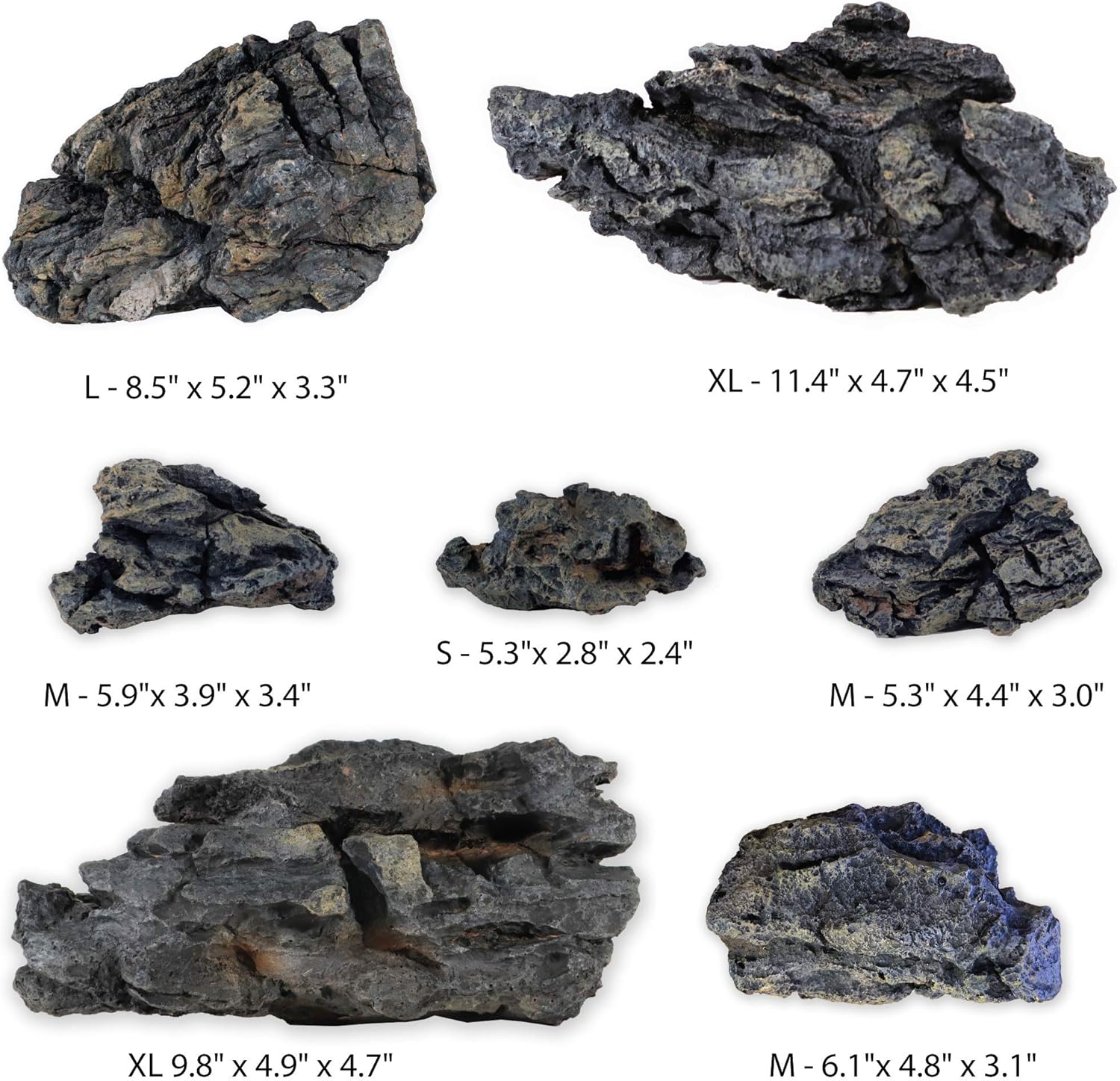 Current USA Seiryu Stone Collection 7 Piece Set | Molded Aquarium Decor Rock Artificial Resin Fish Tank Decoration up to 36" Long Aquariums 8816