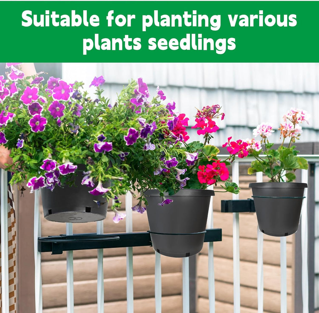 10 Pack 15 Gallon Black Plastic Garden Planter Pots Flower Seedling Container for Indoor Outdoor Plants Seedlings Flowers Vegetables Seedling Cuttings Succulents Transplanting