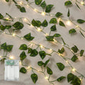 2 Pack 6.56 Ft Vine Lights Pothos String Lights Battery Operated, 40 LEDs Artifical Garland Plant Leaves with Light for Wedding, Garden, Patio, Bedroom, Stair Railing Decor (Warm White)