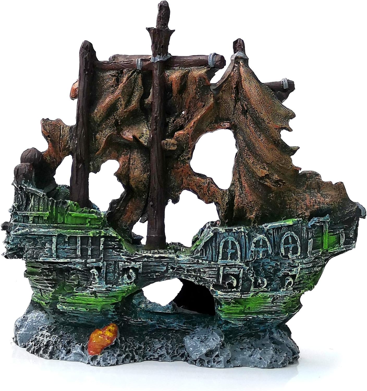 M2cbridge Antique Roman Column Ruins European Castle Aquarium Decorations Fish Tank Hideout Rocks (Pirate Shipwreck)