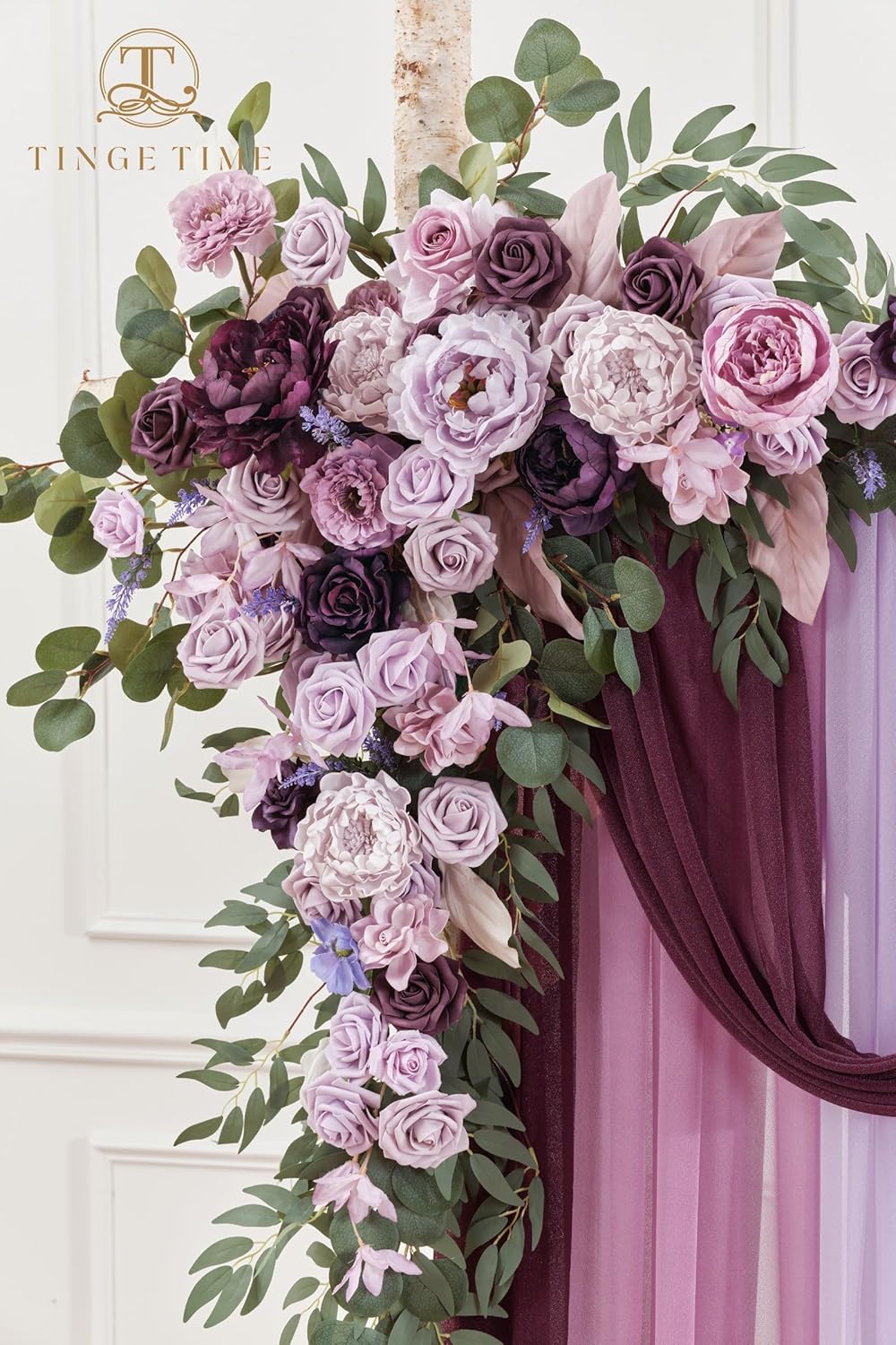 TINGE TIME Artificial Arch Flowers Kit Pack of 5, Wedding Decorations for Reception with Hanging Flowers, Wedding Arch Silk Floral Arrangements Ceremony Backdrop Bridal Shower Outdoor Party Decor