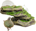 kathson Turtle Basking Platform Floating Turtle Dock Baby Tortoise Climbing Ramp Shale Reptiles Dock Resting Terrace Stone Aquarium Ornament for Frogs Newts (Green Size:6.0”Lx2.7”Wx2.7”H)