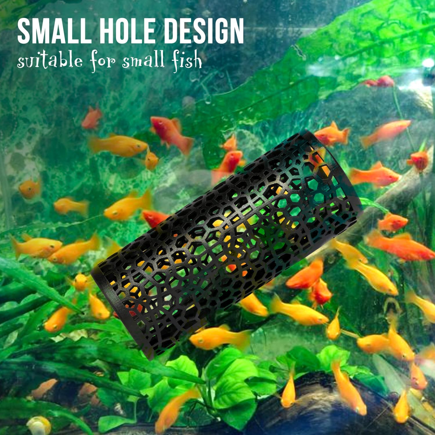 Abizoo Betta Fish Tank Accessories Decorations,Betta Tunnel Swim Tube Black Soft Edged Betta Hammock Bed, Shrimp Guppies Hideout Betta Shelter Toys, Aquarium Moss Ledge - Perfect for Betta Tanks