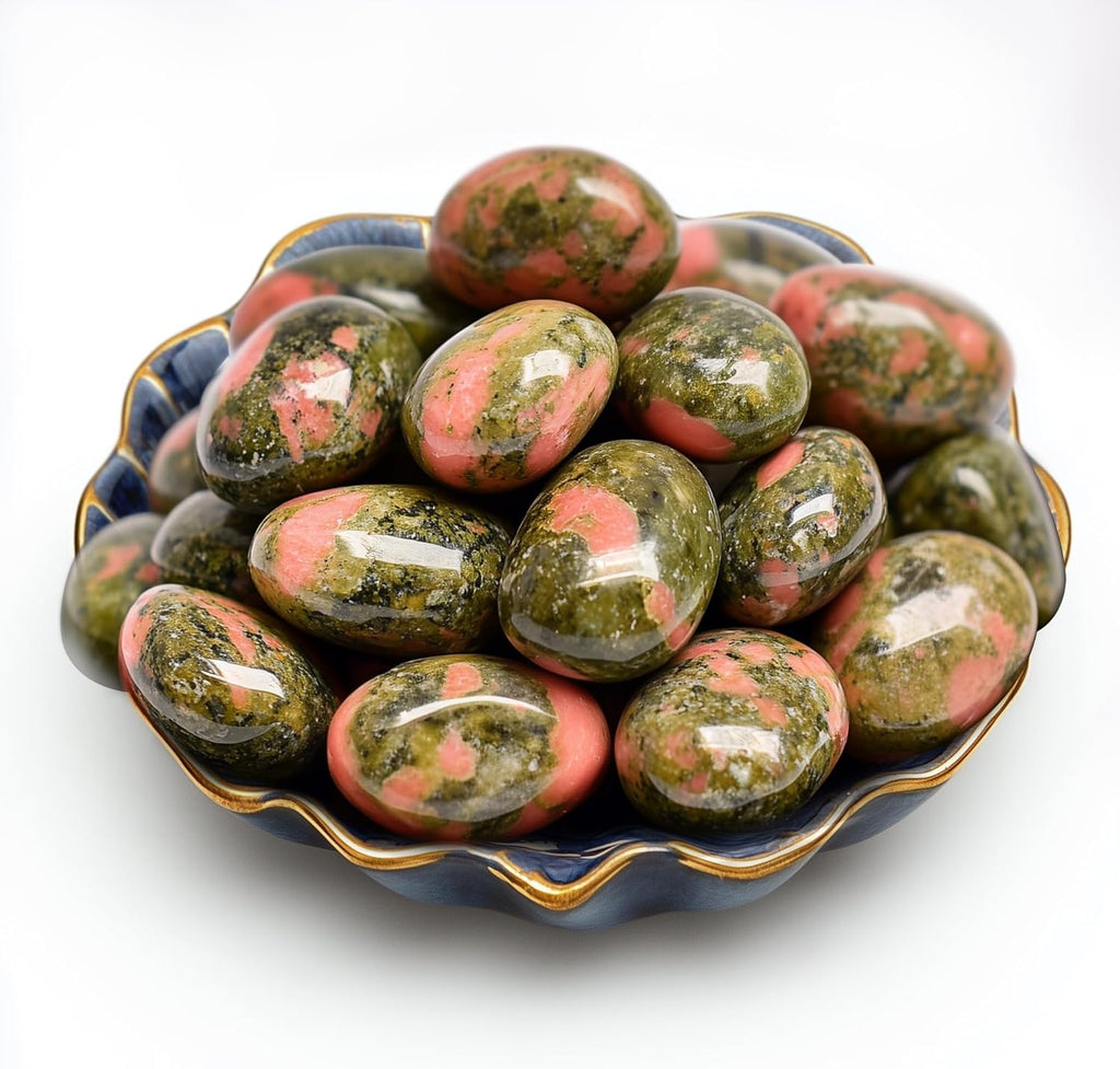Polished Stone Set Unakite Crystals, 0.8" Handpicked Tumbled Gemstones Rocks, Pebbles for Reiki, Chakra, Healing, Home Decor
